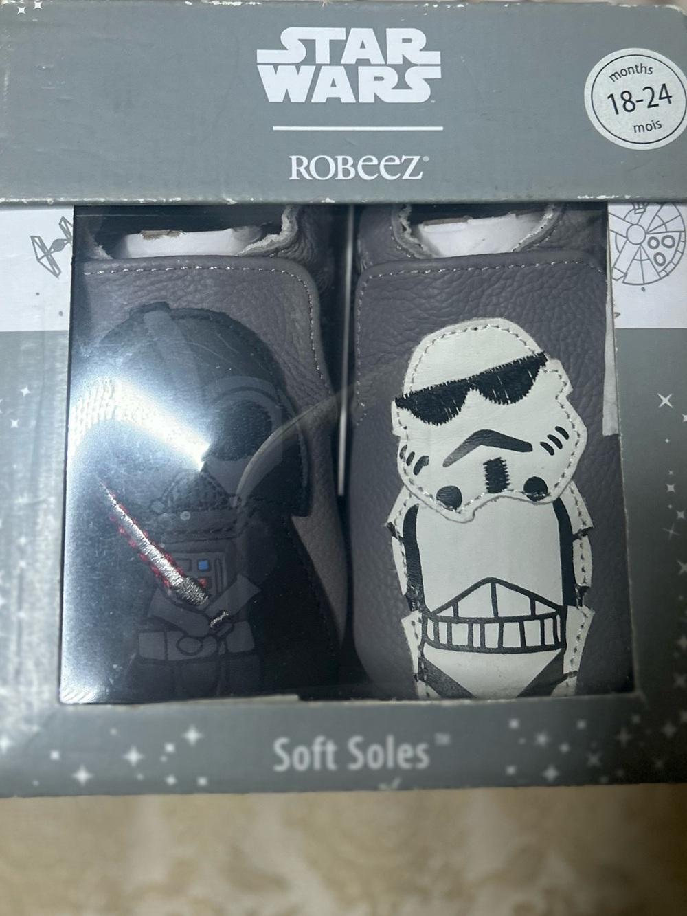 Robeez Gray Star Wars Baby Soft Soles with Darth Vader & Stormtrooper
